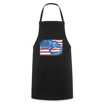 Correctional Officer American Flag Corrections - Cooking Apron - black - Front - AI Model Male 185 dark (185cm)
