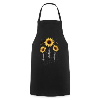 Fleurs d’été Fleur Inspiration Dicton de motivation - Tablier de cuisine - noir - Devant - AI Model Male 185 dark (185cm)