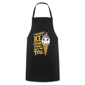 Je me demande si Frozen Cream ne pense pas à moi trop drôle - Tablier de cuisine - noir - Devant - AI Model Male 185 dark (185cm)