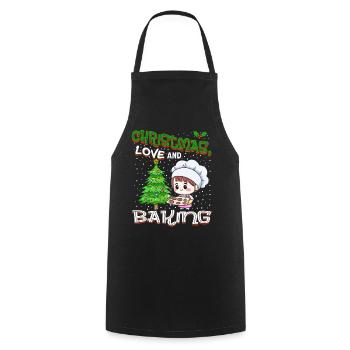 Christmas, Love and Baking, Sweet Holiday Joy - Cooking Apron - black - Front - AI Model Male 185 dark (185cm)