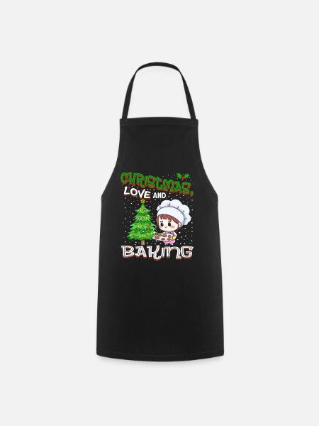 Weihnachten, Liebe und Backen, Süße Festtagsfreude - Kochschürze - Schwarz