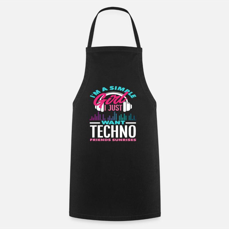 Techno Lover Einfache Mädchen Freunde - Kochschürze - Schwarz