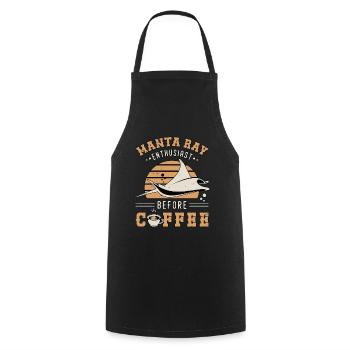 Manta Ray Enthusiast Before Swimming Coffee Lover - Cooking Apron - black - Front - AI Model Male 185 dark (185cm)