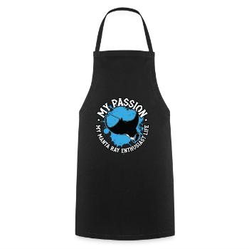Passionné de raies manta, ma passion, ma biologie marine - Tablier de cuisine - noir - Devant - AI Model Male 185 dark (185cm)