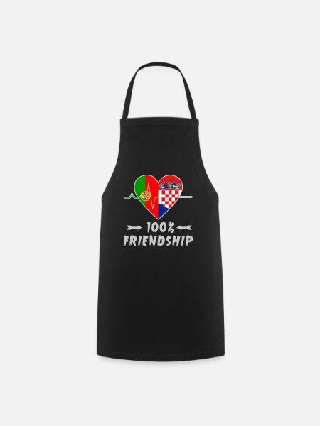 Portugal and Croatia 100% friendship - Cooking Apron - black
