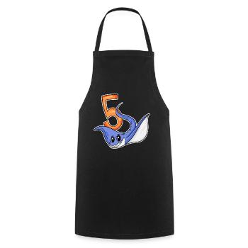 5th Birthday Motif Stingray - 5 years - Cooking Apron - black - Front - AI Model Male 185 dark (185cm)