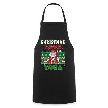 Yogini Yoga Meditation Christmas, Love and Yoga - Cooking Apron - black - Front - AI Model Male 185 dark (185cm)