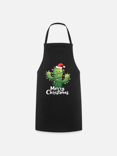 Kaktus Weihnachten Weihnachtskaktus Kakteen - Kochschürze - Schwarz