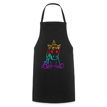 LGBT Einhorn Gay Pride Regenbogenfahne Pferd - Kochschürze - Schwarz - Vorne - AI Model Male 185 dark (185cm)