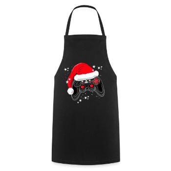 Manette de jeu avec chapeau de Père Noël - Tablier de cuisine - noir - Devant - AI Model Male 185 dark (185cm)