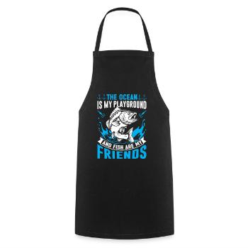 The ocean is my playground, and fish are my friend - Cooking Apron - black - Front - AI Model Male 185 dark (185cm)