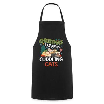 Câlin Chat Animal Amour Noël, Amour Chats - Tablier de cuisine - noir - Devant - AI Model Male 185 dark (185cm)