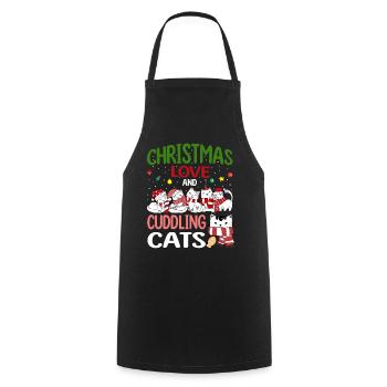Câlin Chat Animal Amour Noël, Amour Chats - Tablier de cuisine - noir - Devant - AI Model Male 185 dark (185cm)
