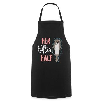 Otter Couple Pun Valentines Day - Cooking Apron - black - Front - AI Model Male 185 dark (185cm)
