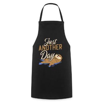 Otter Pun Just Anotter Day - Cooking Apron - black - Front - AI Model Male 185 dark (185cm)