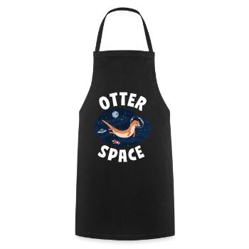 Otter Pun Space Science Astronaut - Kochschürze - Schwarz - Vorne - AI Model Male 185 dark (185cm)