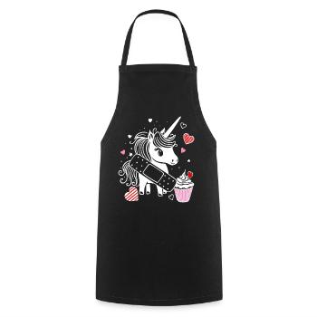 Licorne avec plâtre et cupcake - Bon rétablissement - Tablier de cuisine - noir - Devant - AI Model Male 185 dark (185cm)