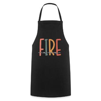 Maman Feu Rétro Lutte contre l’incendie Ligne Rouge Drôle - Tablier de cuisine - noir - Devant - AI Model Male 185 dark (185cm)