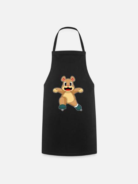 Bär Eislaufen Schlittschuhe - Kochschürze - Schwarz