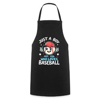 Baseball, Baseball Player, Boy, Baseball Player - Cooking Apron - black - Front - AI Model Male 185 dark (185cm)