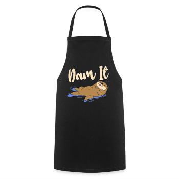 Otter Pun Dam It - Cooking Apron - black - Front - AI Model Male 185 dark (185cm)