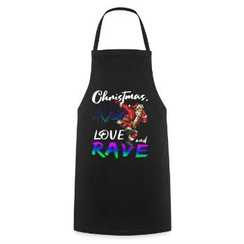 Noël Disco, Rave, Techno, House, Goa, Fête - Tablier de cuisine - noir - Devant - AI Model Male 185 dark (185cm)