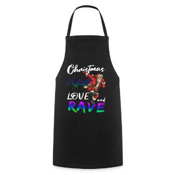 Noël Disco, Rave, Techno, House, Goa, Fête - Tablier de cuisine - noir - Devant - AI Model Male 185 dark (185cm)