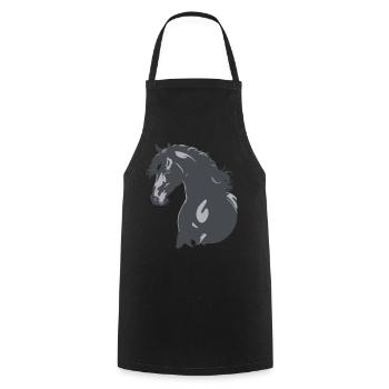 Rappe Pferd Silhouette - Kochschürze - Schwarz - Vorne - AI Model Male 185 dark (185cm)