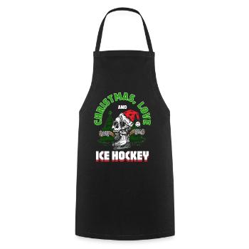 Weihnachten, Liebe und Eishockey Magie auf dem Eis - Kochschürze - Schwarz - Vorne - AI Model Male 185 dark (185cm)