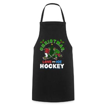 Weihnachten, Liebe und Eishockey Magie auf dem Eis - Kochschürze - Schwarz - Vorne - AI Model Male 185 dark (185cm)