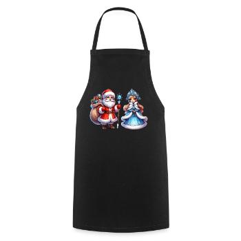 Ded Moroz Snegurotschka russischer Weihnachtsmann - Kochschürze - Schwarz - Vorne - AI Model Male 185 dark (185cm)