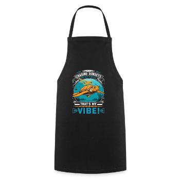 Chasing sunsets and sea turtles – that’s my vibe! - Cooking Apron - black - Front - AI Model Male 185 dark (185cm)