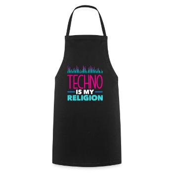 Techno Lover: Techno Ist Meine Religion - Kochschürze - Schwarz - Vorne - AI Model Male 185 dark (185cm)