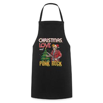 Rockige Weihnachten: Konzert Santa Claus Punk Rock - Kochschürze - Schwarz - Vorne - AI Model Male 185 dark (185cm)