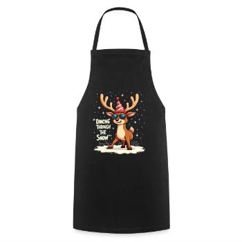 Dancing Through The Snow Reindeer Christmas - Cooking Apron - black - Front - AI Model Male 185 dark (185cm)