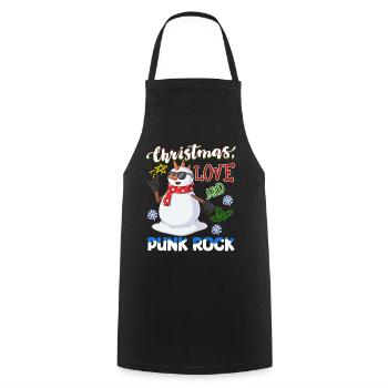Rockige Weihnachten: Konzert Santa Claus Punk Rock - Kochschürze - Schwarz - Vorne - AI Model Male 185 dark (185cm)