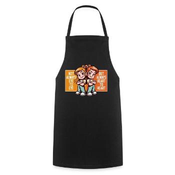 NOT ALWAYS EYE TO EYE BUT ALWAYS HEART TO HEART - Cooking Apron - black - Front - AI Model Male 185 dark (185cm)