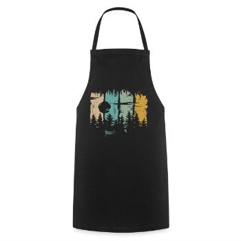 Retro Moon & Forest Design – Free Lettering & Nature - Cooking Apron - black - Front - AI Model Male 185 dark (185cm)