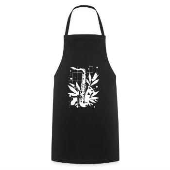 Saxophone Cartoon Look - Cooking Apron - black - Front - AI Model Male 185 dark (185cm)