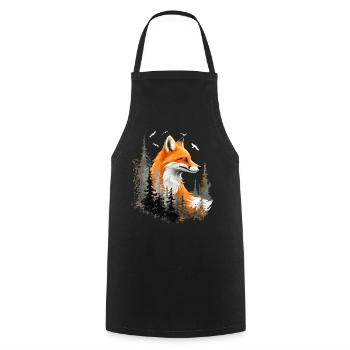 Fox Lover Woodland Flowers Art Foxes Cute Fox - Cooking Apron - black - Front - AI Model Male 185 dark (185cm)