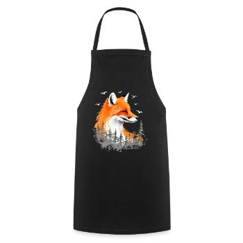 Fox Lover Woodland Flowers Art Foxes Cute Fox - Cooking Apron - black - Front - AI Model Male 185 dark (185cm)