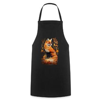 Renard amoureux des bois fleurs Art Renards Renard mignon - Tablier de cuisine - noir - Devant - AI Model Male 185 dark (185cm)
