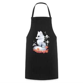 Fox Lover Woodland Flowers Art Foxes Cute Fox - Cooking Apron - black - Front - AI Model Male 185 dark (185cm)