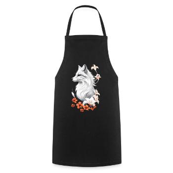 Fox Lover Woodland Flowers Art Foxes Cute Fox - Cooking Apron - black - Front - AI Model Male 185 dark (185cm)