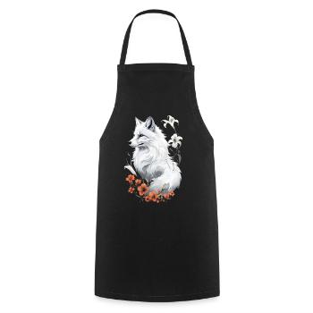 Renard amoureux des bois fleurs Art Renards Renard mignon - Tablier de cuisine - noir - Devant - AI Model Male 185 dark (185cm)