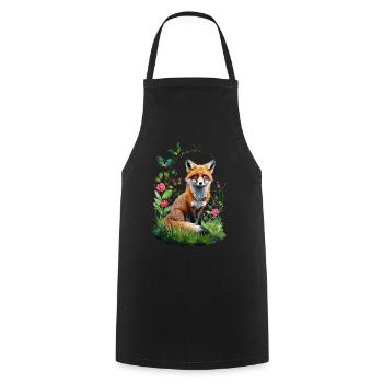 Renard amoureux des bois fleurs Art Renards Renard mignon - Tablier de cuisine - noir - Devant - AI Model Male 185 dark (185cm)