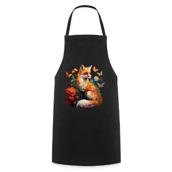 Fox Lover Woodland Flowers Art Foxes Cute Fox - Cooking Apron - black - Front - AI Model Male 185 dark (185cm)