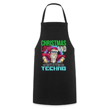 Noël Disco, Rave, Techno, House, Goa, Fête - Tablier de cuisine - noir - Devant - AI Model Male 185 dark (185cm)