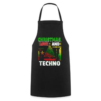 Noël Disco, Rave, Techno, House, Goa, Fête - Tablier de cuisine - noir - Devant - AI Model Male 185 dark (185cm)
