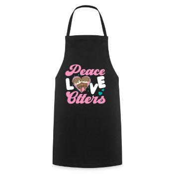 Otter Girl Peace Love Otters - Kochschürze - Schwarz - Vorne - AI Model Male 185 dark (185cm)